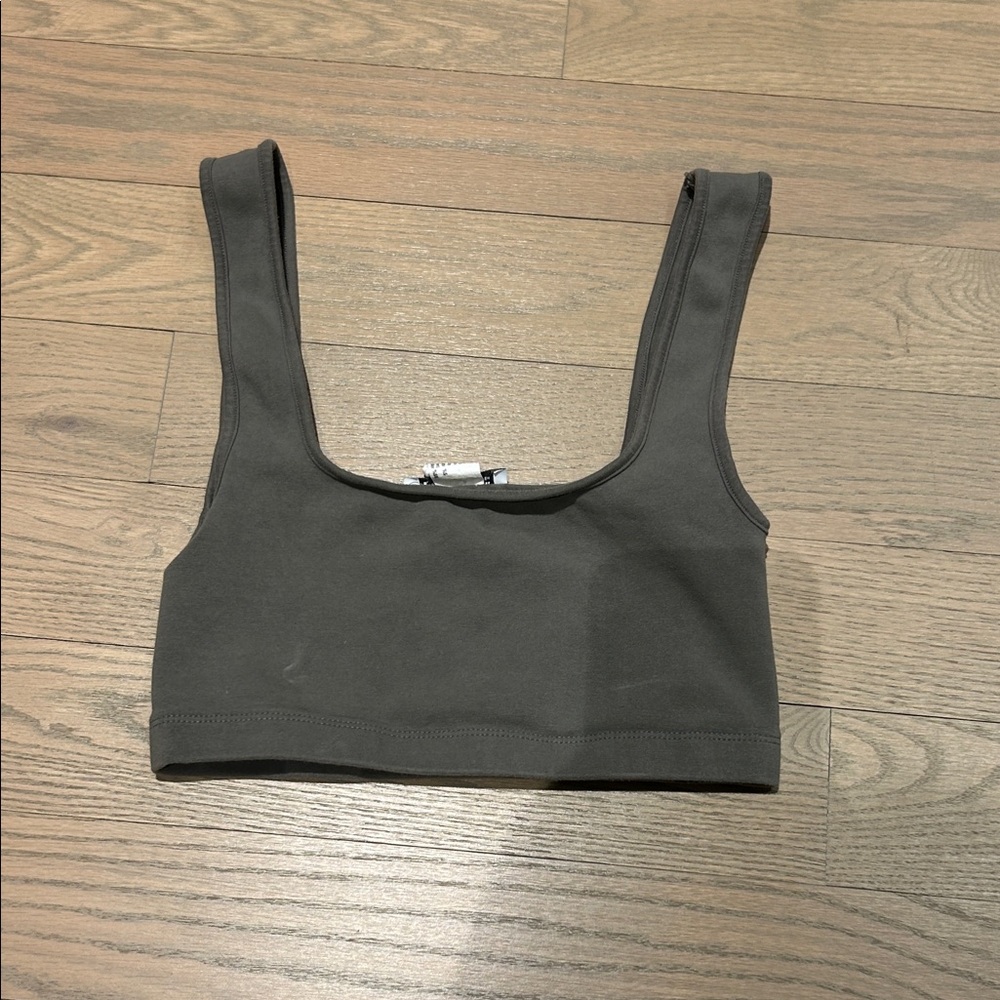 Zara Olive Square Neck Crop Tank